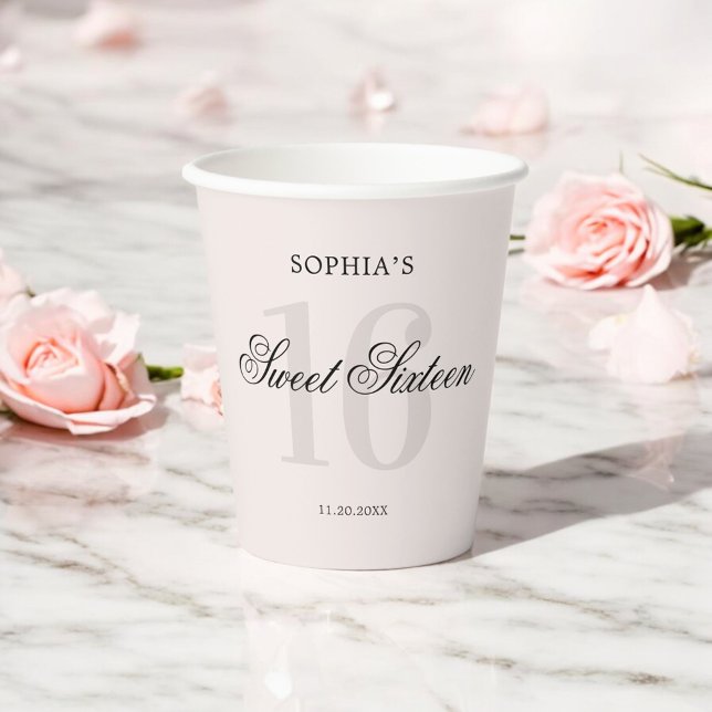 Luxury Elegant Pink Sweet 16 Paper Cups (Creator Uploaded)