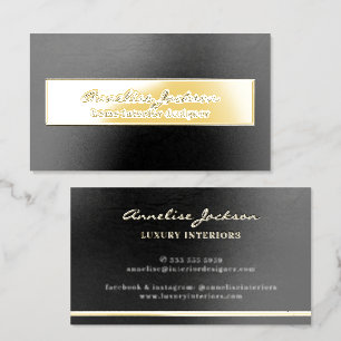 Luxury elegant professional black and gold foil spot gloss business cards