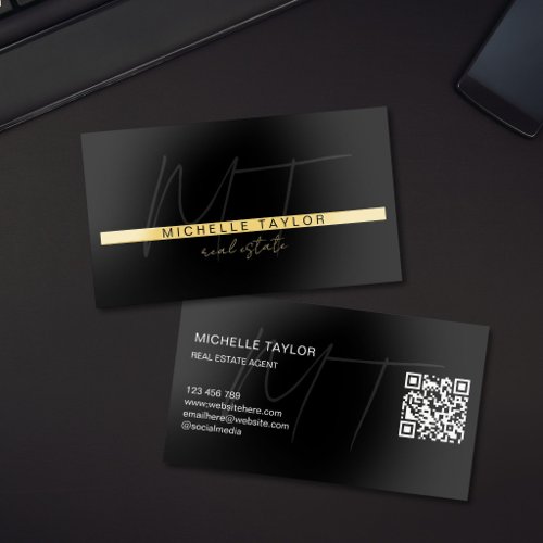 Luxury Elegant Professional Gold Monogram Foil Business Cards