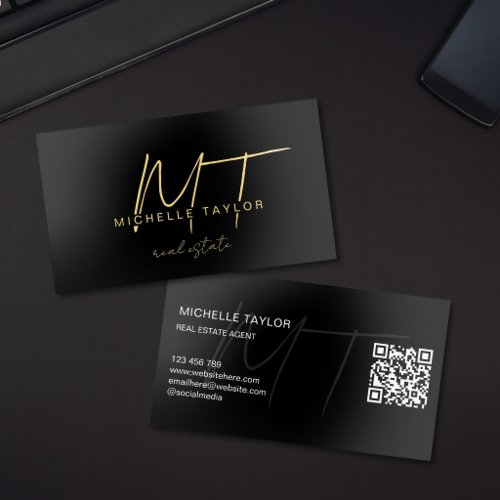 Luxury Elegant Professional Gold Monogram Foil Business Cards