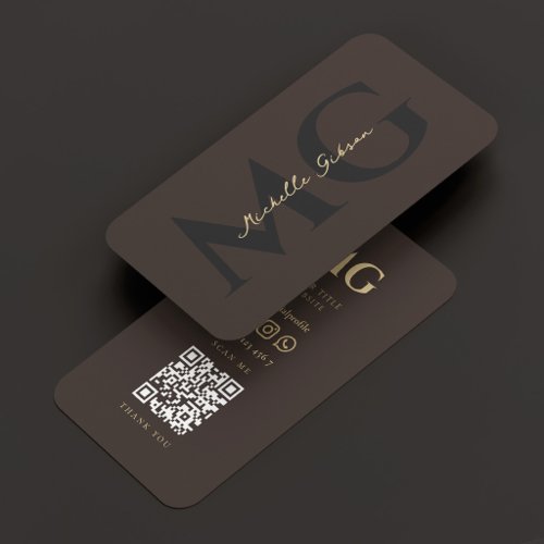Luxury Elegant Professional Initials Espresso Business Card