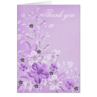 Luxury Elegant Purple Floral Swirls Thank you card