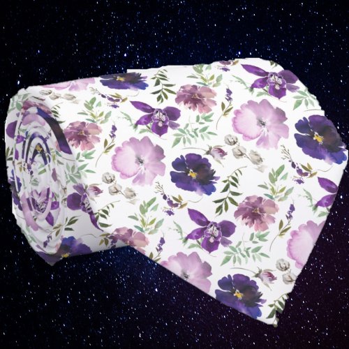 Luxury Elegant Purple Flowers Floral Neck Tie