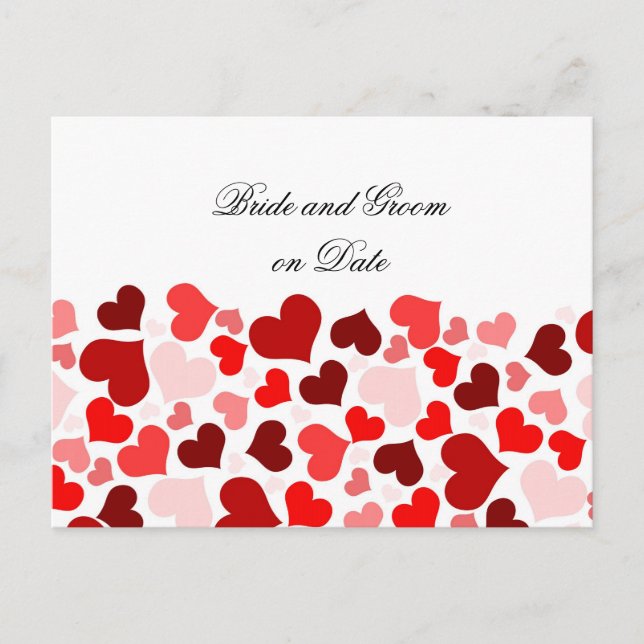 Luxury Elegant Red Hearts Save date card (Front)