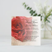 Luxury Elegant Red Rose Lace Bridal Shower Invite (Standing Front)