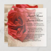 Luxury Elegant Red Rose Lace Bridal Shower Invite (Front/Back)