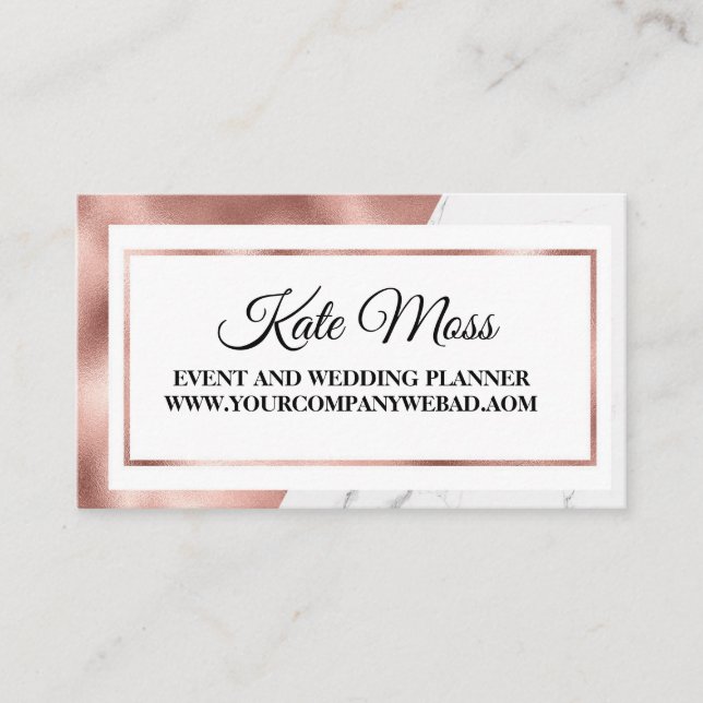 Luxury Elegant Rose Gold Business Card (Front)
