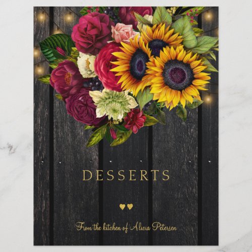 Luxury elegant rustic gold script cookbook divider