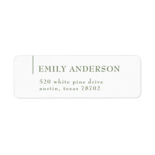 Luxury Elegant Sage Green White Return Address 5 Label