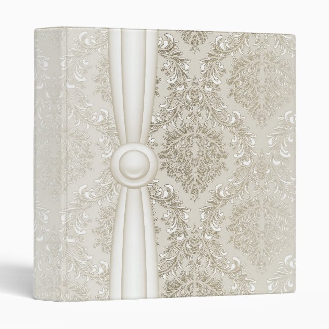 Luxury Elegant Silver Damask Binder (Front/Spine)