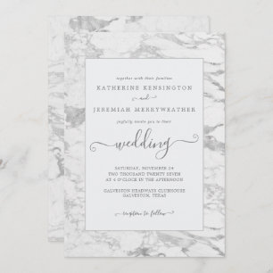 Luxury Elegant Silver Foil Marble Wedding Invitation