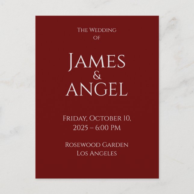 Luxury Elegant Wedding Invitation | Fully Editable Postcard (Front)