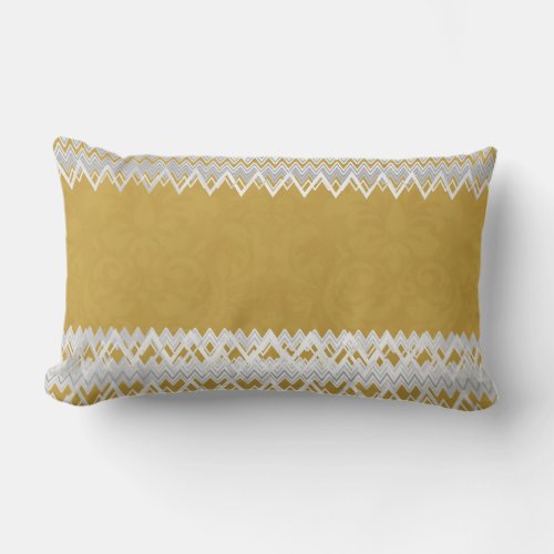 Luxury elegant white lines mustard yellow lumbar pillow