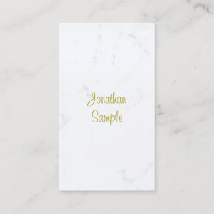 Luxury Elegant White Marble Gold Script Template Business Card