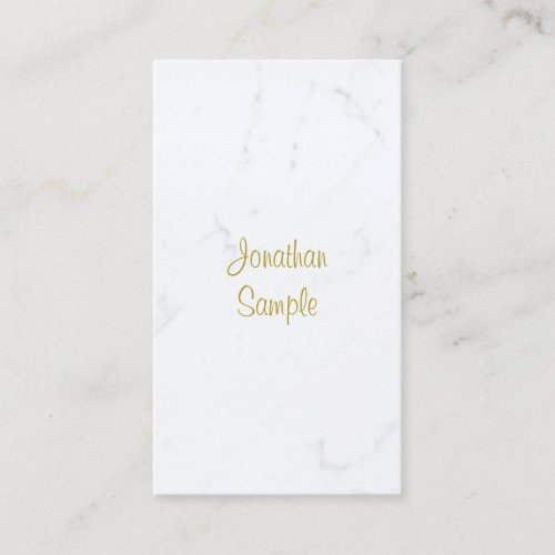 Luxury Elegant White Marble Gold Script Template Business Card