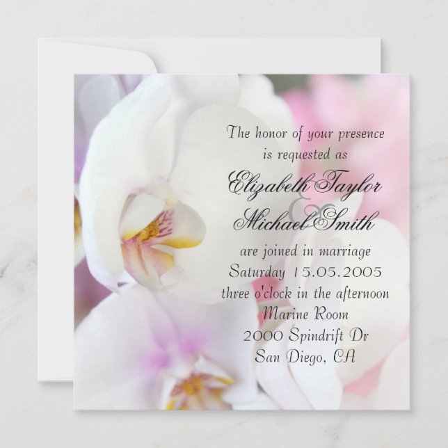 Luxury Elegant White Orchid Wedding Invite (Front)