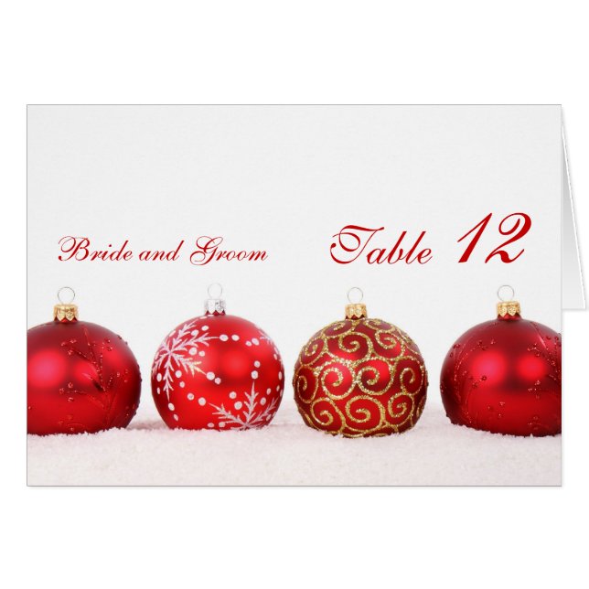 Luxury Elegant Winter Holiday Table number card (Front Horizontal)