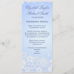 Luxury Elegant Winter Snowflakes Wedding Menu