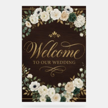 Luxury Elegant woodland gold text welcome wedding