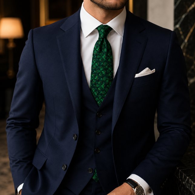 Luxury Emerald Gemstone Geometric Pattern Neck Tie (Creator Uploaded)