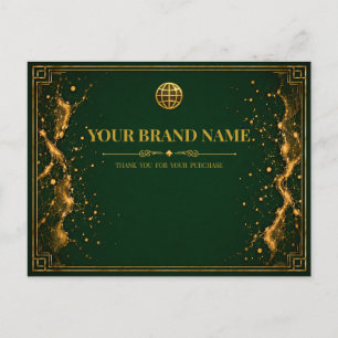 Luxury Emerald Gold Jewelry Packing Slip Card