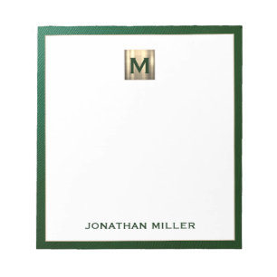 Luxury Emerald Gold Monogram Notepad