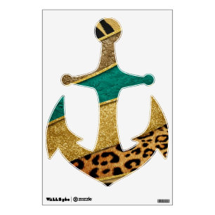 Luxury Emerald & Gold Safari Leopard Zebra Glitter Wall Decal