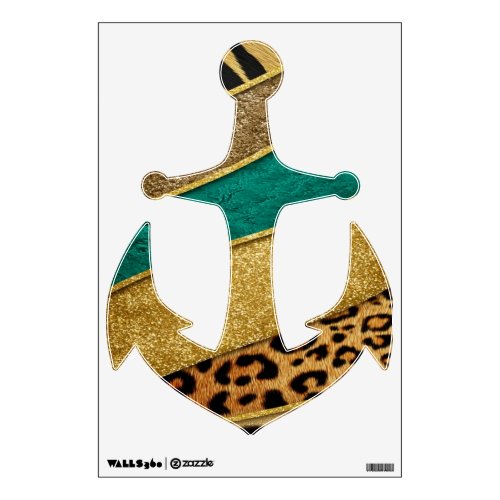 Luxury Emerald & Gold Safari Leopard Zebra Glitter Wall Decal