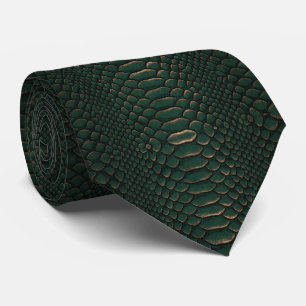 Luxury Emerald Green and Copper Snakeskin Texture Neck Tie