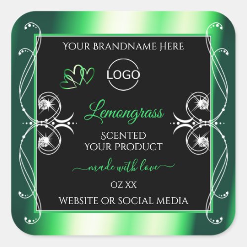 Luxury Emerald Green Black Product Label with Logo