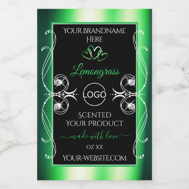 Luxury Emerald Green Black Product Label with Logo (Single Label)