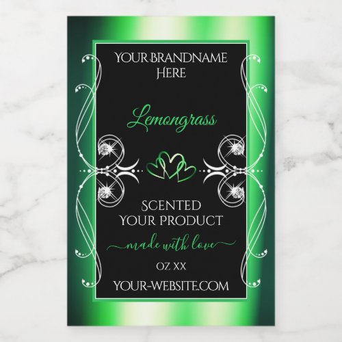 Luxury Emerald Green Black Product Labels Diamonds