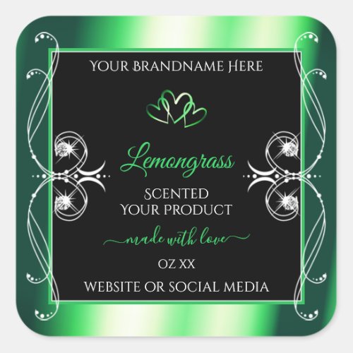 Luxury Emerald Green Black Product Labels Diamonds
