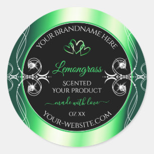Luxury Emerald Green Black Product Labels Diamonds