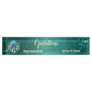 Luxury Emerald Green Department Head Faculty Logo Desk Name Plate