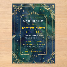 Luxury Emerald Green Gold Art Deco 50th Birthday