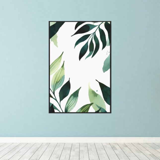 Luxury Emerald Green Gold Botanical Canvas Print (Insitu(Wood Floor))