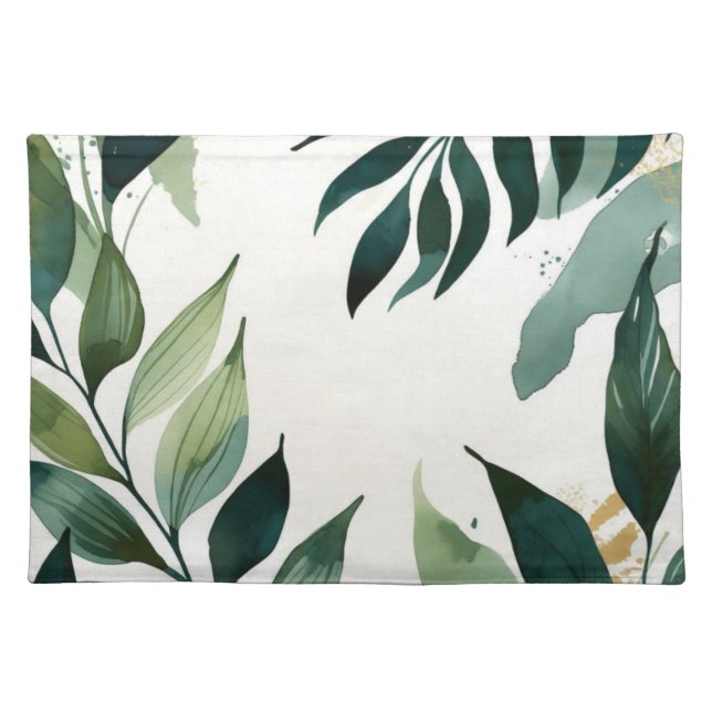 Luxury Emerald Green Gold Botanical Placemat (Front)
