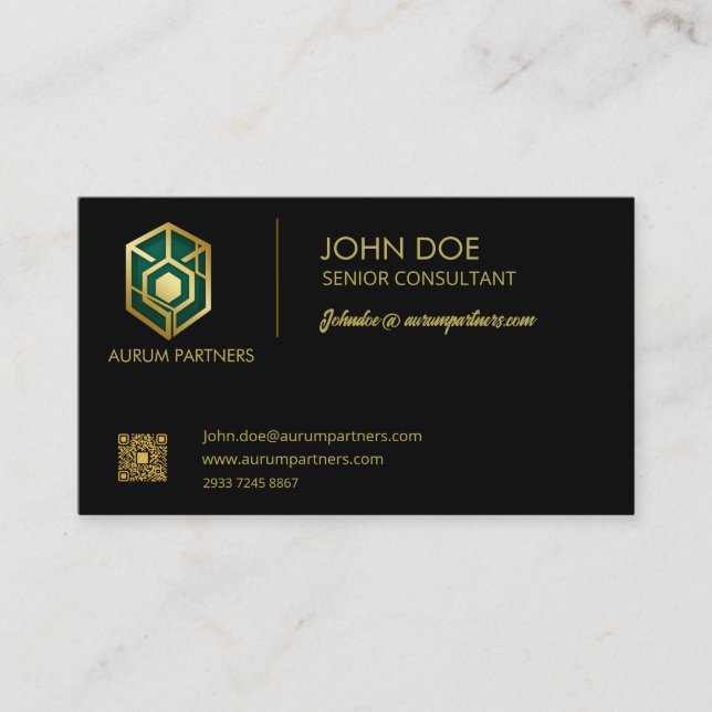 Luxury Emerald Green & Gold Business Card Template (Front)