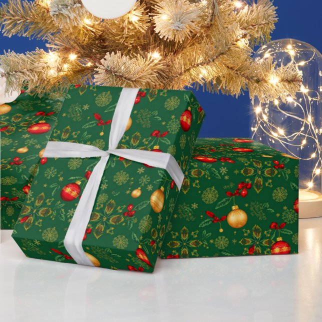 Luxury Emerald Green & Gold Christmas Wrapping Pap Wrapping Paper (Holidays)