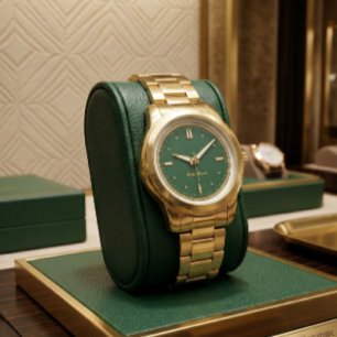 Luxury Emerald Green & Gold Wristwatch