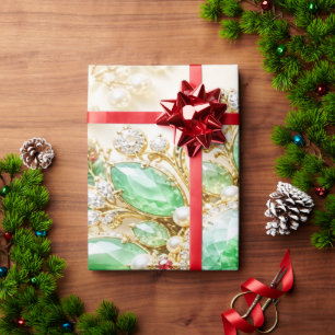 Luxury Emerald Green Jeweled Christmas Wrapping Pa Paper