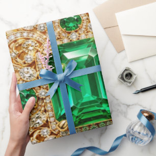 Luxury Emerald Green Jeweled Christmas Wrapping Pa Paper