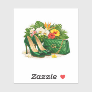 Luxury Emerald Green Tropical Wedding Shoes Sticker