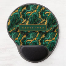 Luxury Emerald Malachite Gold Custom Name Mouse