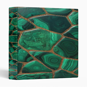 Luxury Emerald Malachite Green Marble Abstract 3 Ring Binder