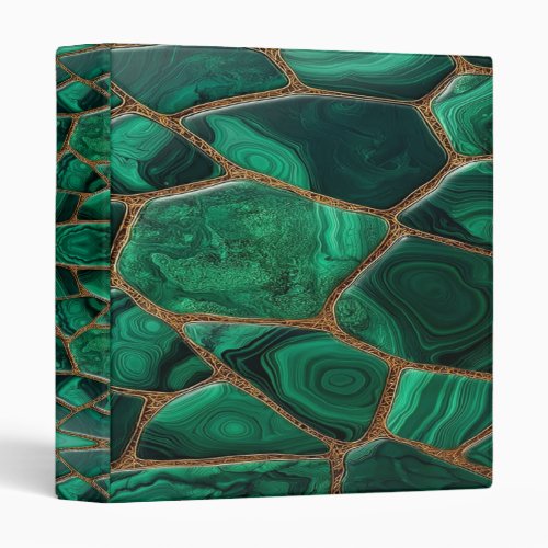 Luxury Emerald Malachite Green Marble Abstract 3 Ring Binder