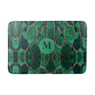 Luxury Emerald Malachite Green Marble Abstract Bath Mat
