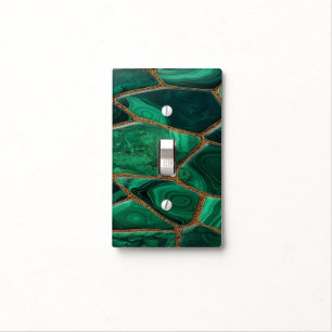 Luxury Emerald Malachite Green Marble Abstract Light Switch Cover