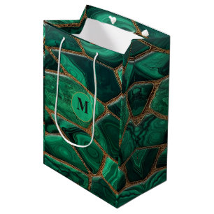 Luxury Emerald Malachite Green Marble Abstract Medium Gift Bag